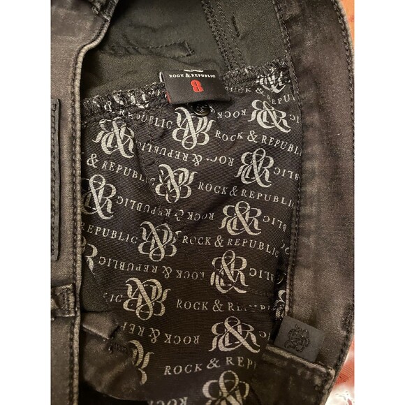 Rock & Republic Pull On Black  Stretch Denim Skinny Women's Jeans Size 8 - Picture 11 of 13